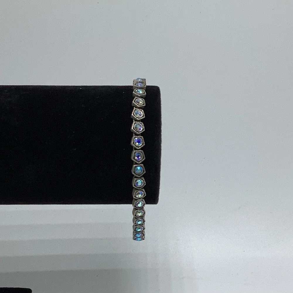 Silver‎ Tone Multi Iridescent Blue Rhinestone Bracelet